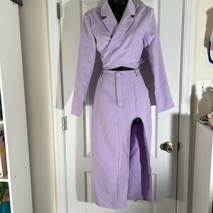 Missguided lavender cropped wrap blazer top sz 4